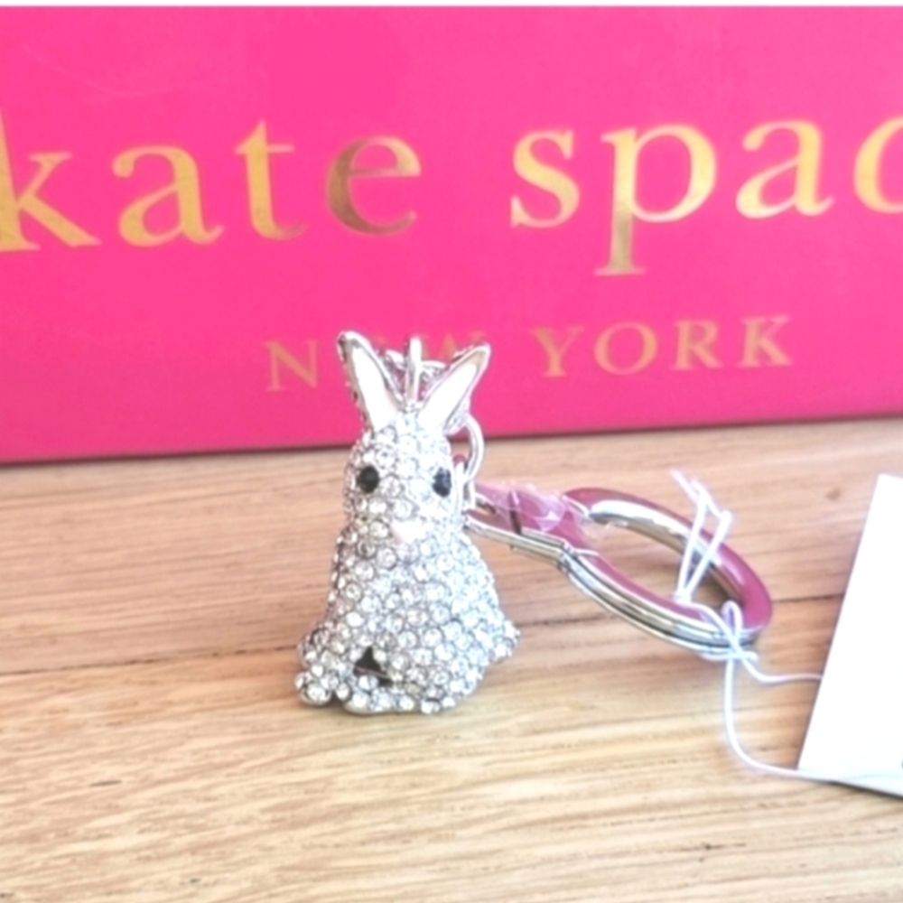 Kate Spade NWT Crystal Pave Bunny Rabbit Keychain
